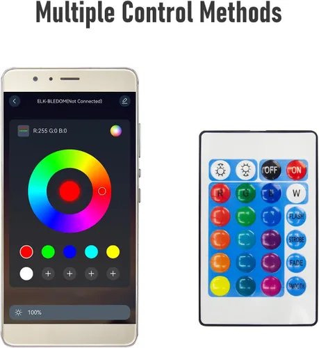 Miniatura 3 de Tira de luces LED de 16.6 pies (16.4 ft) de color RGB con aplicación y control remoto IR 5050 SMD LED 30 luces por metro para dormitorio, hogar