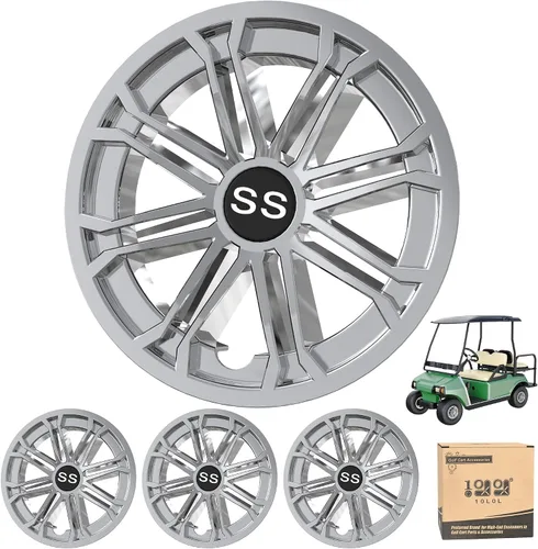 Miniatura 5 de 10L0L Cubiertas de ruedas para carrito de golf Tapacubos para EZGO, Club Car, Yamaha - Instalación de 8 pulgadas con enganche, negro, juego de 4