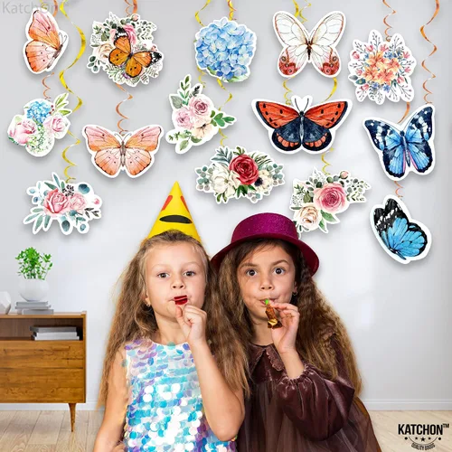 Miniatura 3 de KatchOn, Remolinos colgantes de mariposa tropical, paquete de 30, no se puede hacer tú mismo, remolinos colgantes de mariposa de primavera