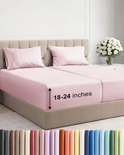 Miniatura 157 de Sábanas King divididas con bolsillos extra profundos, sábanas transpirables y refrescantes de 5 piezas, sábanas de lujo para hotel, suaves, sin 22