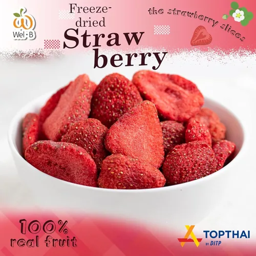 Miniatura 2 de Wel-B Bocadillos de frutas liofilizadas, fresas frescas liofilizadas para obtener una textura saludable y crujiente mientras conservan el sabor
