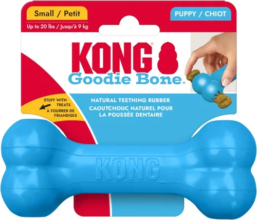 Miniatura 2 de KONG Puppy Goodie Bone - Juguete rellenable para cachorros pequeños - Masticable de goma natural para cachorros - Juguete para dentición - para Hueso