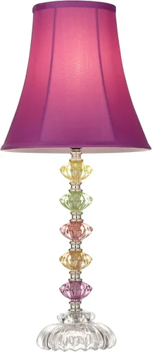 Miniatura 5 de 360 Lighting Juego de 2 lámparas de mesa decorativas de estilo bohemio tradicional chic de 21 pulgadas de alto, cristal apilado multicolor rosa