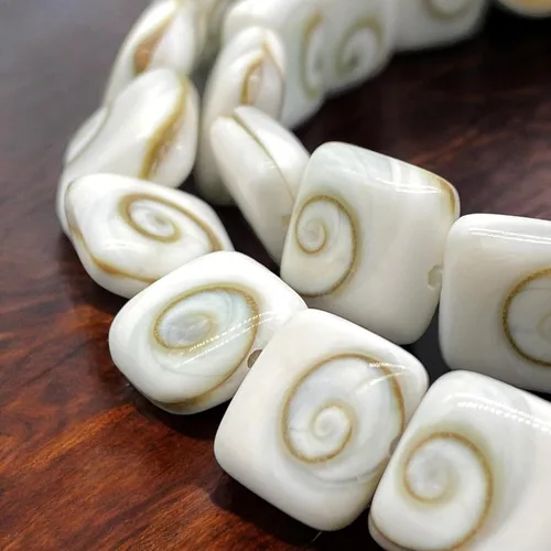 Miniatura 9 de ABCGEMS Shiva Eye Shell Beads Indonesia Auténtica Región Indo-Pacífico (patrón geométrico de matriz de doble cara) de origen ético – Producción