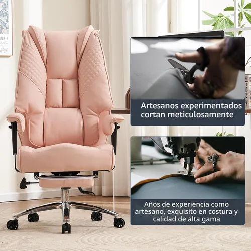 Miniatura 7 de EXCEBET Silla de oficina grande y alta, hasta 400 libras, con asiento ancho, silla ejecutiva de oficina de cuero con respaldo alto y reposapiés