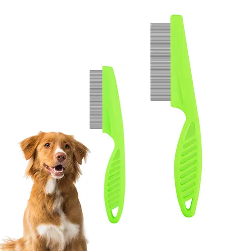 Miniatura 10 de NQEUEPN Peine de pelo para mascotas, 2 en 1, peine multifuncional para el pelo de mascotas para aseo y despeinado, eliminación de manchas de pulgas