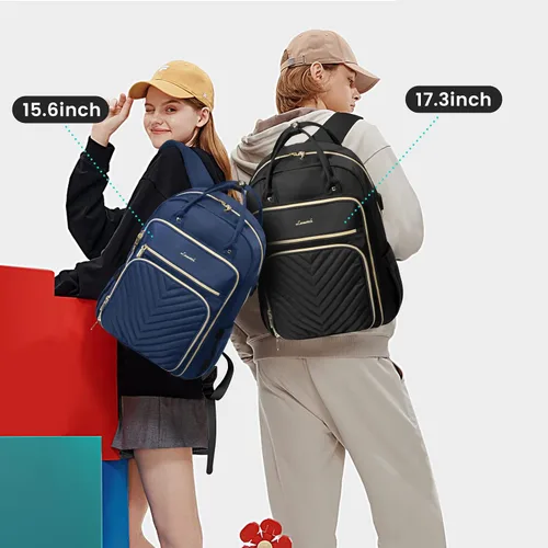 Miniatura 2 de LOVEVOOK - Mochila para portátil de mujer, mochila de trabajo de moda con puerto USB, mochilas impermeables para el trabajo., Azul marino, 17,3 pulg.