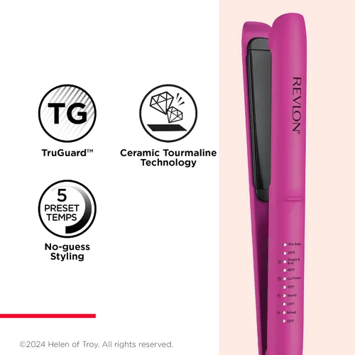 Miniatura 6 de REVLON Plancha plana de turmalina de cerámica de 1 pulgada, alisadora de pelo distribuye uniformemente el calor para menos daño, 5 temperaturas