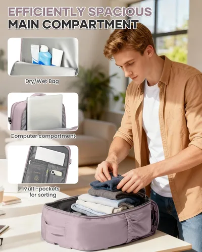 Miniatura 6 de WONHOX Mochila de Viaje Grande Equipaje de Mano Aprobada para Vuelo Mochila de Trabajo y Negocios para Portátil para Mujeres y Hombres Mochila