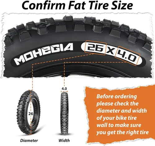 Miniatura 3 de MOHEGIA Neumático para Bicicleta Eléctrica de Llanta Ancha: 20x4.0/26x4.0 Pulgadas, Neumático de Reemplazo para Bicicleta de Montaña Eléctrica