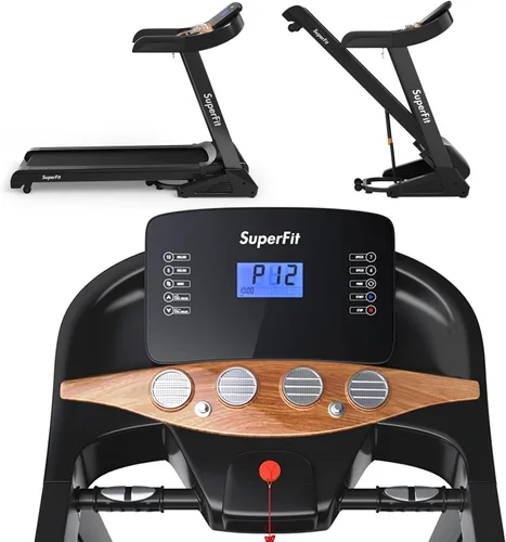 Cinta de correr eléctrica de 3.75 HP para el hogar, caminadora plegable con inclinación automática de 0-15°, 4 altavoces Bluetooth vintage y