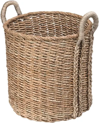 KOUBOO Cesta de almacenamiento de pastos marinos, manta, canasta para almacenamiento de almohadas, cesta decorativa, organizador de juguetes de