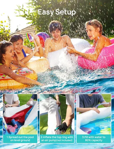 Miniatura 4 de EVAJOY Piscina inflable de 15 pies x 35 pulgadas, incluye bomba de filtro, tela de tierra y cubierta, color azul