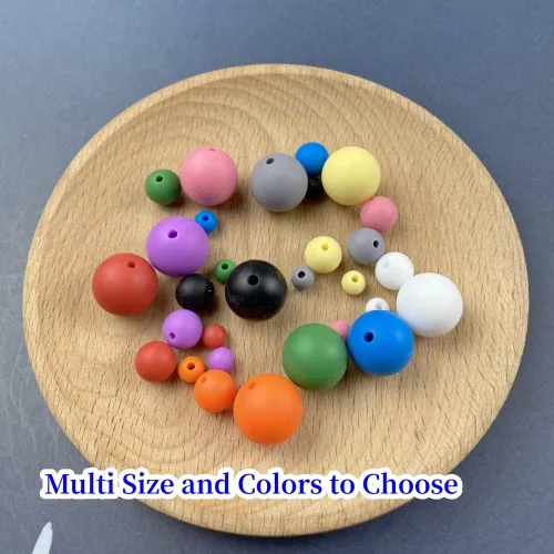 Miniatura 5 de Abalorios de silicona, 120 piezas de 6 mm abalorios redondos de silicona para hacer llaveros, pulseras, collares, aretes, joyas, manualidades DIY