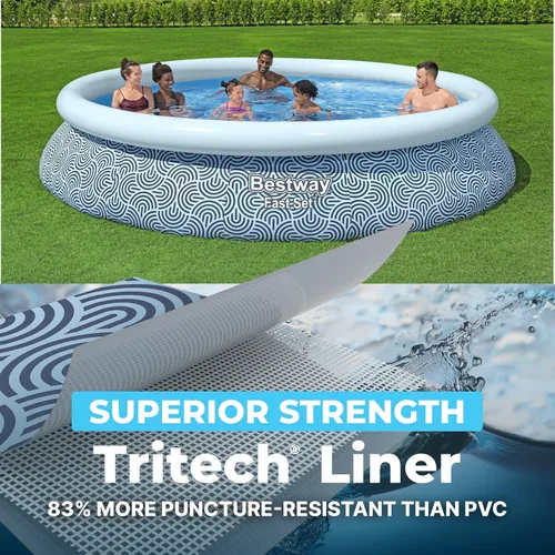 Miniatura 6 de Bestway Fast Set - Juego de piscina inflable redonda, 13 pies x 33 pulgadas, estampado de ratán, piscina circular sobre el suelo, incluye bomba