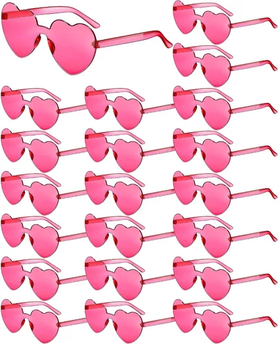 Frienda 20 Pairs Heart Shaped Sunglasses Rimless Candy Color Glasses for Women Men Party Favor