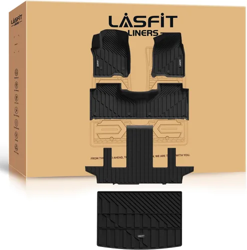 Miniatura 48 de LASFIT Juego completo de tapetes de elastómero termoplástico para todo tipo de clima de ajuste personalizado para automóviles, de 1ª y 2ª fila, 3