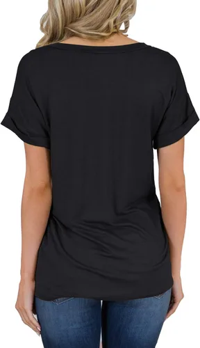 Miniatura 2 de Miholl Camiseta holgada, informal, de manga corta, con cuello en V, para mujer