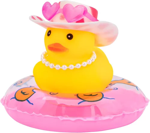 Miniatura 8 de wonuu Adornos de tablero de automóvil Pato vaquero rosa, patos de goma para adornos de automóvil con gafas de sol de color, sombrero de vaquero