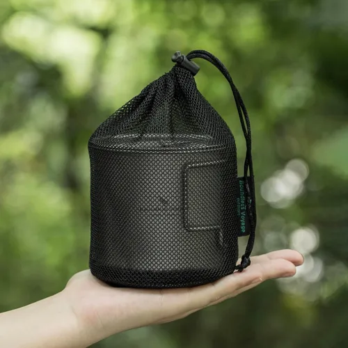Miniatura 7 de iBasingo Taza de titanio de 7.4 fl oz con colador, taza de camping con tapa, mango plegable, de una sola pared, ligera, portátil para beber al aire