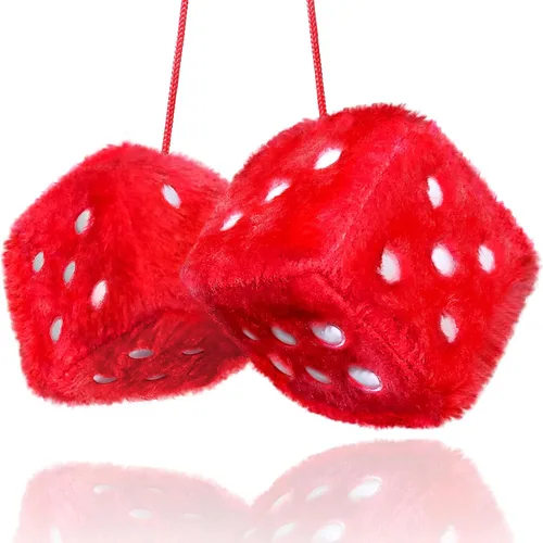 Miniatura 16 de Dados Peludos Negros Accesorios para Automóvil – Accesorios de Coche de Felpa Rosa Lindos para Interior – Adornos Decorativos Colgantes de Felpa