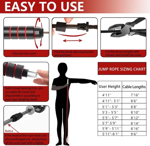 Miniatura 4 de Adjustable Weighted Jump Rope, 9ft Long Tangle-Free Rapid Speed Jumprope for Exercise Calisthenics Fitness Jumping Skipping Double Dutch Boxing