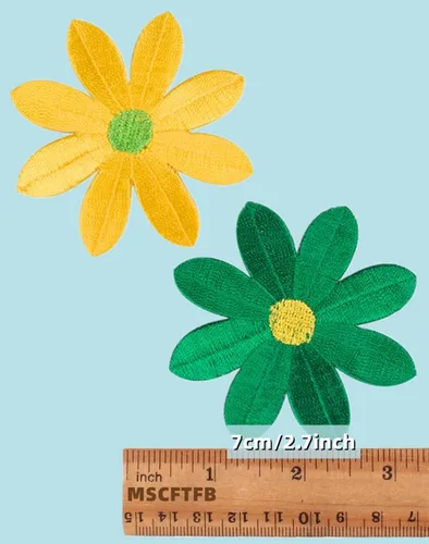 Miniatura 3 de 20 piezas de 2.7 pulgadas de margaritas grandes para planchar, apliques florales bordados para ropa, cortina, almohada, manta, adornos, zapatos