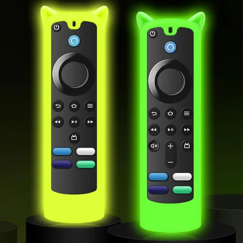 Miniatura 5 de Paquete de 2 fundas protectoras para control remoto, funda de silicona para control remoto que brilla en la oscuridad con cordón