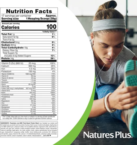 Miniatura 5 de NaturesPlus SPIRU-TEIN, Chocolate - Batido de proteínas a base de plantas de 1.05 libras, sin OMG, vegetariano, sin gluten, 17 porciones en total
