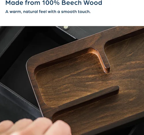 Miniatura 8 de mordeco Revov - Caja de bandeja EDC con tapa giratoria magnética de madera auténtica, mesa de oficina, organizador de equipo EDC, oficina en casa