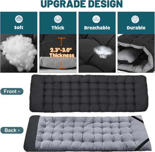 Miniatura 9 de DoCred Catre plegable XXL de gran tamaño con colchón, catre de dormir resistente, cama portátil para adultos al aire libre con bolsa de transporte