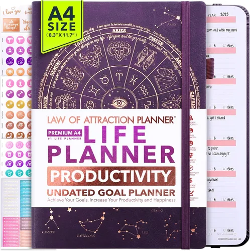 Miniatura 8 de Planificador de Vida - Agenda Semanal y Mensual Sin Fecha, Viaje de 12 Meses para Aumentar la Productividad Diario de Gratitud, Organizador