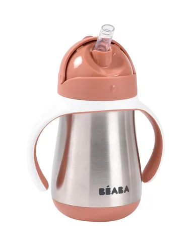 Miniatura 10 de BEABA - Vaso para sorber con popote de acero inoxidable, vasos aislados a prueba de derrames con asas extraíbles, fabricado con acero inoxidable