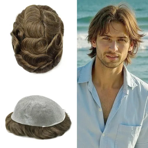 Miniatura 78 de Hombres Toupee Hair Thin Skin Men Human Hair Piece Men Toupee Cabello humano V-loop de aspecto natural Toupee Hombres Hairpiece Men Hair System