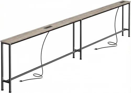 Miniatura 19 de SUPERJARE AST001Z - Mesa de sofá de 79 pulgadas con 2 tomas de corriente y puertos USB-C, mesa consola estrecha de 5.9 pulgadas con almacenamiento