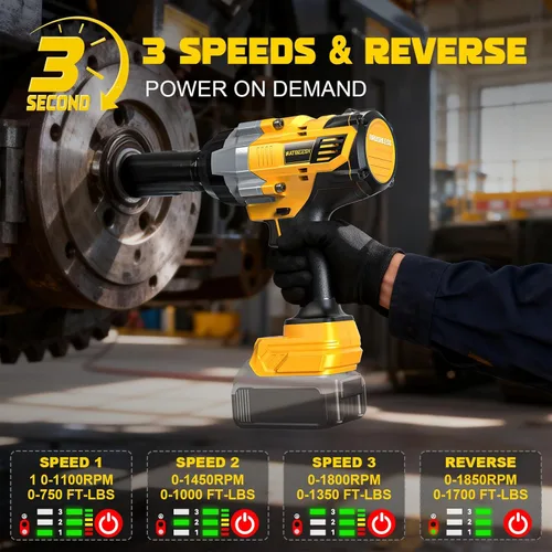 Miniatura 5 de NATBEESY Llave de impacto compatible con batería DeWalt 20V MAX: destornillador de anillo de cerdo de 1/2 pulgada de alto torque