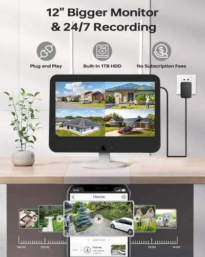 Miniatura 4 de Sistema de cámara de seguridad inalámbrica para el hogar, Wkkengd de doble lente 2K+2K con seguimiento automático para exteriores 2 cámaras