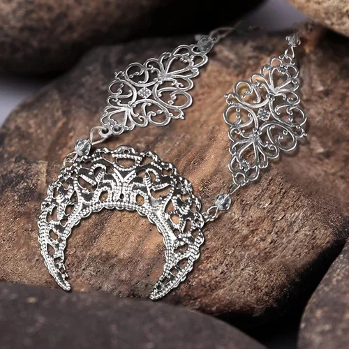 Miniatura 3 de MJartoria Collar de pentagrama de luna con diadema de cristal de pentáculo collar de chakra con dije collares de varias capas para mujer conjunto