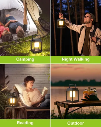 Miniatura 7 de DAKAFUL Lámpara de mesa para exteriores, lámparas LED para mesita de noche, faroles solares colgantes al aire libre para patio, impermeable, lámpara