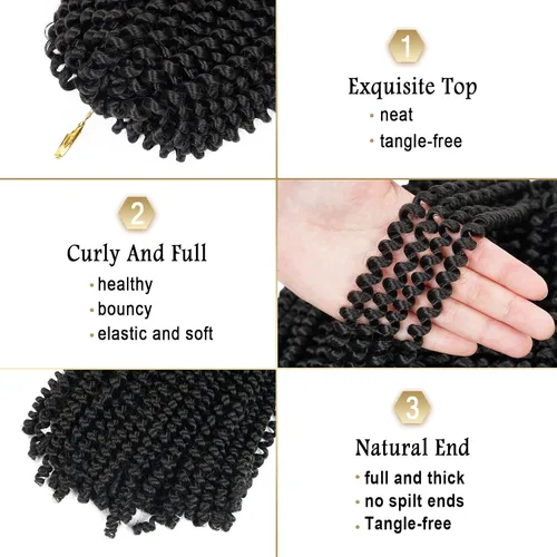 Miniatura 4 de Beyond Beauty Cabello de Ganchillo Spring Twist 90 hebras 8 pulgadas Spring Twists Esponjosas Trenzado, Trenzas de Ganchillo Spring Twist Bomb Twist