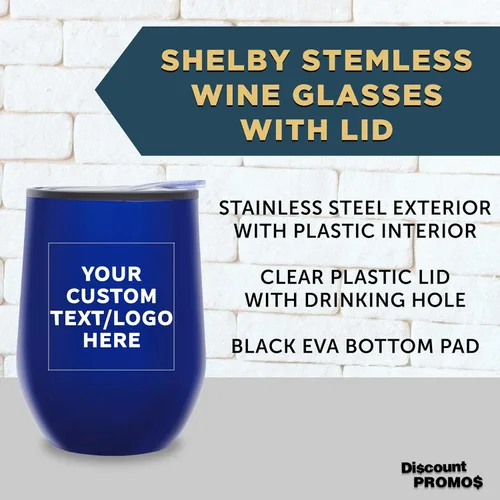 Miniatura 3 de DISCOUNT PROMOS Vasos de vino personalizados sin tallo de 12 onzas, juego de 6/12/24, paquete a granel personalizado, aislados, perfectos para vino