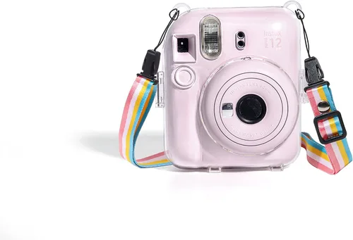 Miniatura 2 de Funda para Fujifilm Instax Mini 12 - Funda protectora de PVC duro transparente y portátil para cámara con correa de hombro ajustable desmontable