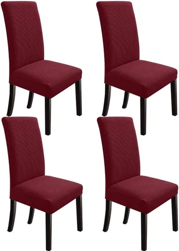 Miniatura 31 de NORTHERN BROTHERS Juego de 2 fundas para sillas de comedor, fundas elásticas para sillas Parsons, color rojo vino