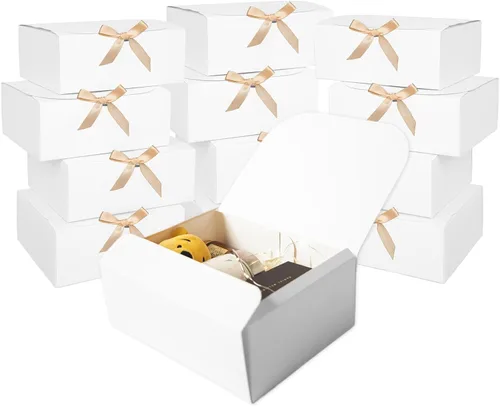 Paquete de 12 cajas de regalo blancas con tapas a granel, caja de propuesta de dama de honor con cinta, cajas de regalo para bodas, Navidad, día de