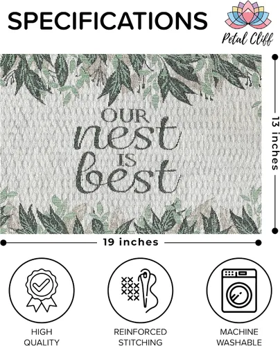 Miniatura 2 de Juego de 4, cita decorativa de hojas - Our Nest is Best Tapestry Placemats para cocina, comedor, fácil de limpiar, lavable a máquina. Tamaño: 13" x