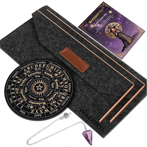 Kit de varillas de radiestesia de cobre, 99.9% de cobre puro con bolsa de regalo, juego de tablero de péndulo, herramientas de adivinación de