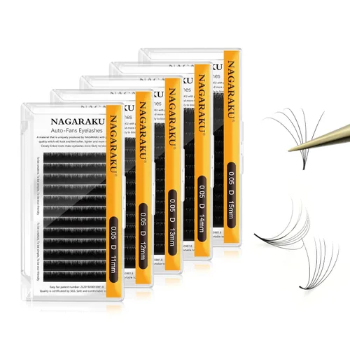 Miniatura 63 de NAGARAKU Easy Fan Extensiones de Pestañas Volumen Lash 0.07 Rizo D 8-15mm Bandeja Mixta Floración Rápida Visón Sintético en Racimo Para Ventilador