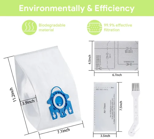 Miniatura 4 de Puredaisy - Bolsas de repuesto para aspiradoras Miele GN, paquete de 10 bolsas, 3 juegos de filtro, 1 cepillo pequeño, compatible con Classic C1