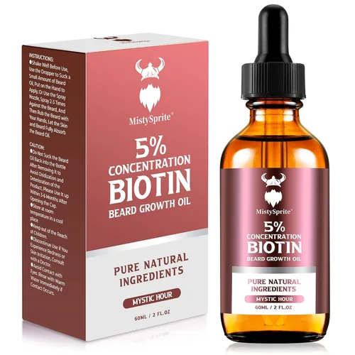 Miniatura 10 de Aceite para el crecimiento de la barba, aceite de biotina para barba de concentración 2X para hombres (2 onzas), aceite natural para barba
