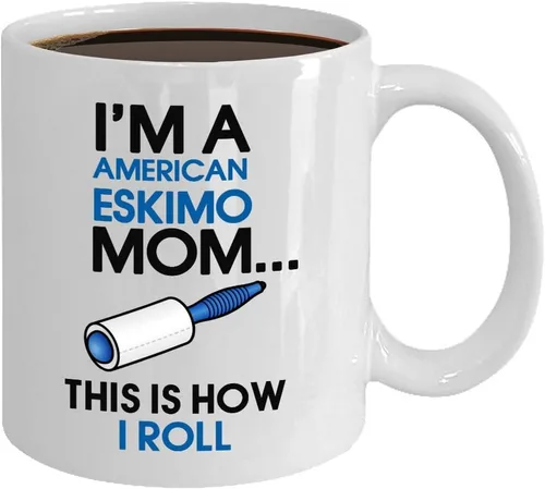 DogsMakeMeHappy Taza de esquimales americanos, taza de mamá esquimal americana, regalo de mamá esquimal americana, regalo para amantes de los